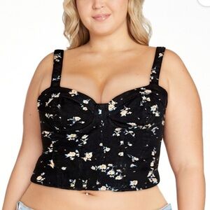 No Boundaries Denim Corset Top Sz 4X NWT